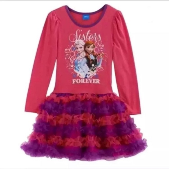 (NWT) Disney Frozen Anna & Elsa "Sisters Forever" Tutu Dress in Pink / Purple